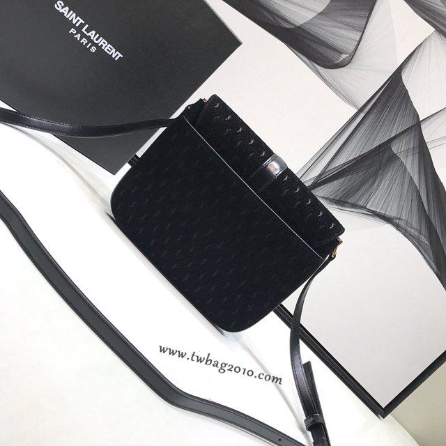 YSL专柜款女包 聖羅蘭經典款麂皮小牛皮壓花包包 YSL肩背斜挎包 568604  jjh1058